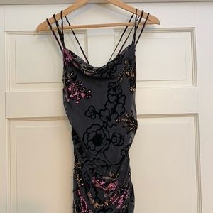 Diane Freis Vintage Black Floral Dress